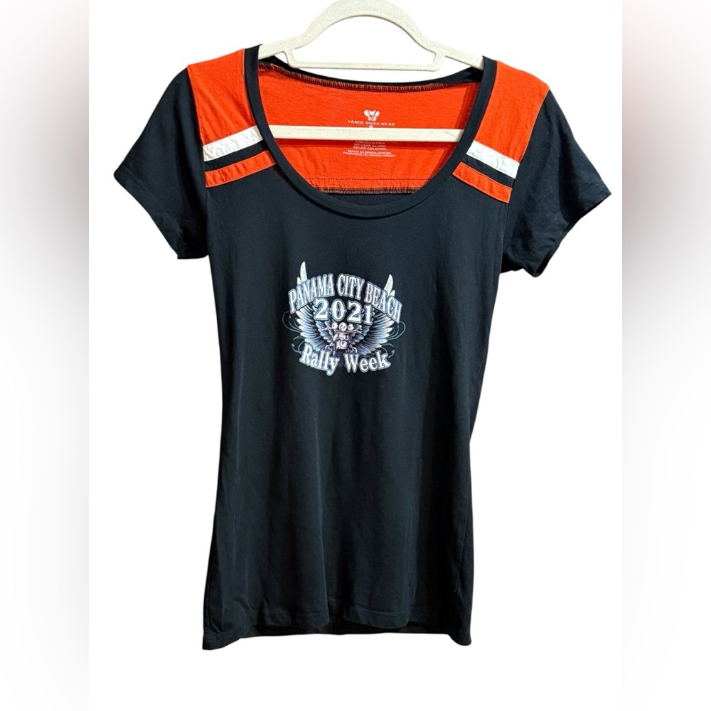 Panama City Beach 2021 Rally Week Biker Short Sleeve Short Sz S Orange Black‎